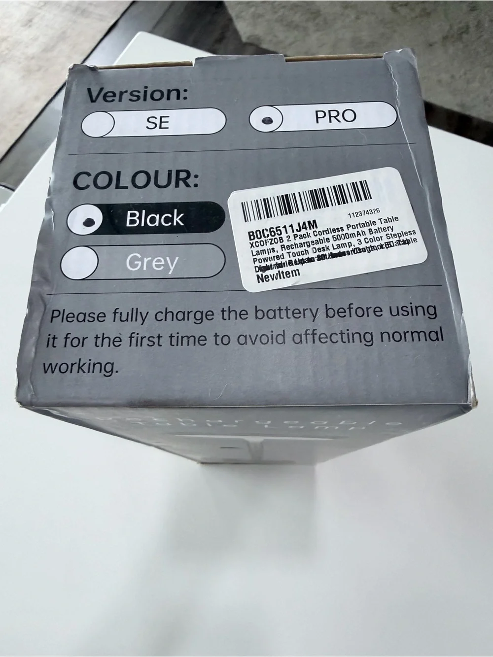 Rechargeable Touch Control Table Lamp - Black